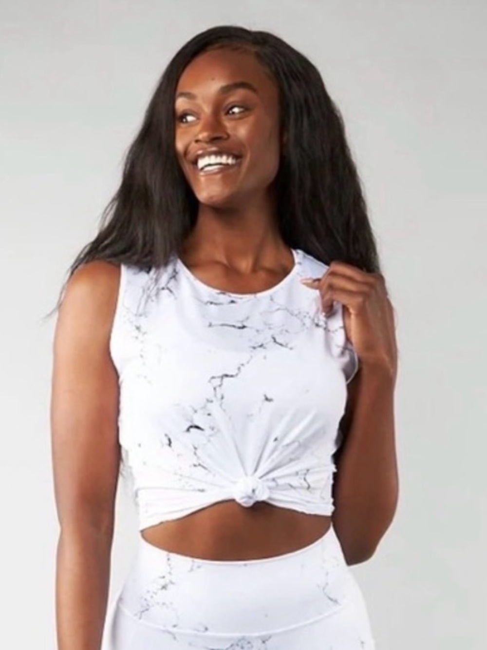 NWT Bundle! BuffBunny Limitless Flow Top & Headband in White Marble